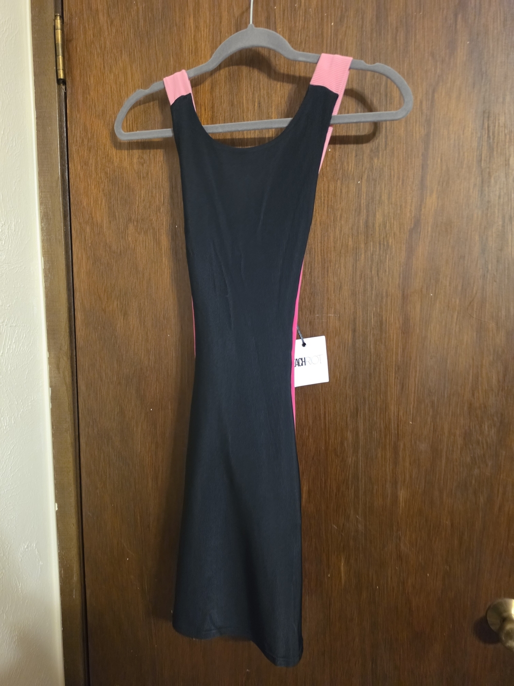 Beach Riot Black Mini Dress with Pink Accents
